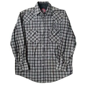 Vintage West Coast Choppers Plaid Pearl Snap Flannel Shirt M (38-40)
